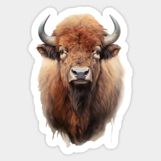 Watercolor Bison Portrait Sticker